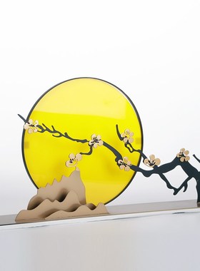 新中式禅意金属梅花摆件样板房客厅玄关客厅售楼处酒店软装饰品