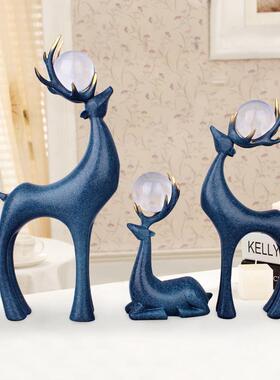 树脂工艺品欧式风格三只招宝鹿摆件创意客厅电视柜家居装饰品摆设