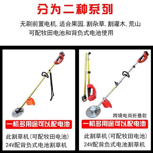 电动割草机小型家用除草机充电式草坪机手持农用锂电多功能打草机 - 图1