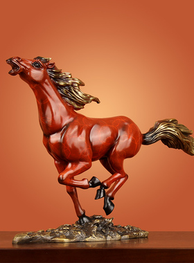 《一马当先》全铜马踏飞燕摆件招财马工艺品客厅办公室家居装饰品