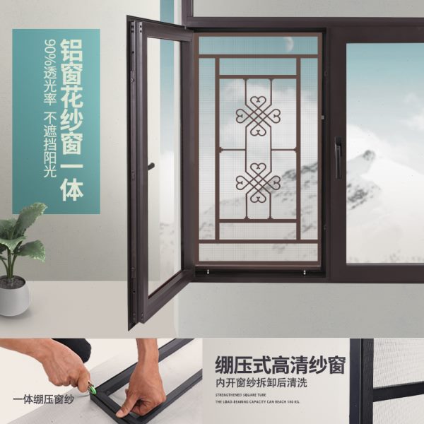 窗花防护窗防盗窗免打孔内外开防掉网纱窗高层儿童安全窗户防护栏 - 图1