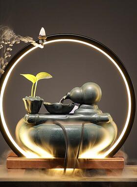 新水中式招客财流水摆件陶瓷小型饰2024067桌面厅茶桌办公室装品