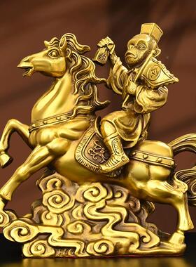 纯铜马业上封摆件生肖猴大小摆号马上得令客厅23521232办侯公室开