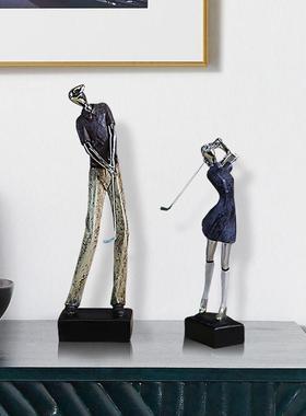 高尔夫人物情侣摆件酒店民宿家居软装饰品书柜桌面树脂工艺品