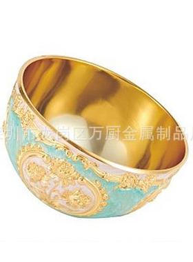 欧式创意复古斜口碗锌合金果皮碗ktv豪华桌面垃圾碗雕花水果碗