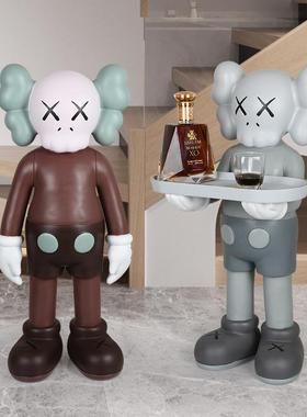 客厅创意大型落地摆件网红kaws潮玩芝麻街收纳手工装饰品乔迁