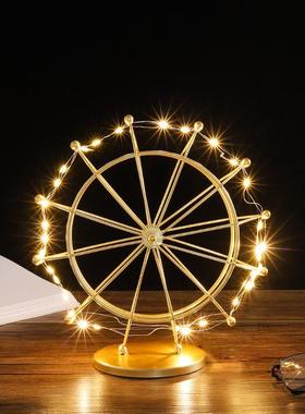 简约铁艺摩天轮桌面柜台橱窗装饰摆件铁艺工艺品客厅书架装饰工艺