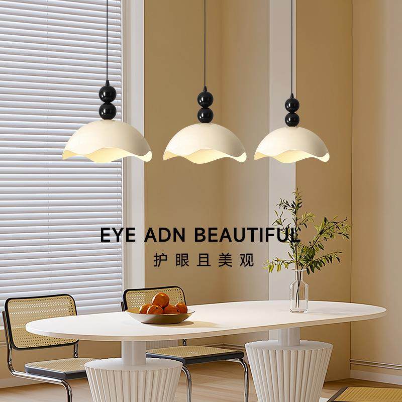 奶油风蛋壳灯法式中古餐厅吊灯孟菲斯餐桌吧台灯复古三头饭厅吊灯,淘宝优惠券,粉丝福利购,淘宝优惠卷