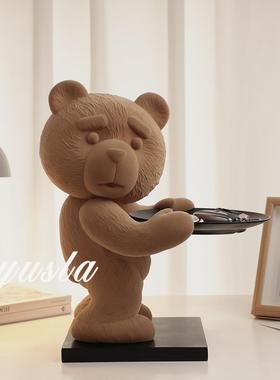 简约卡通可爱进门玄关柜存钱罐钥匙收纳托盘客厅售楼处摆件装饰品