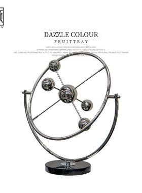 现代轻奢几何圆环金属摆件设计师样板间客厅室内简约软装饰品