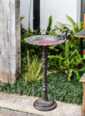 新品欧式铸铁做旧落地天使喂鸟器摆件别墅花园庭院铁园艺装饰