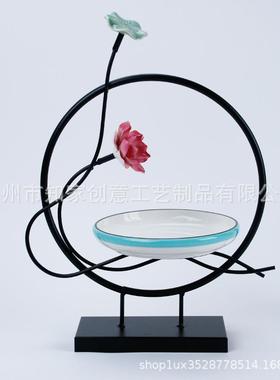 新中式莲花摆件创意意境菜装饰酒店商用特色个性餐厅展示菜品铁艺