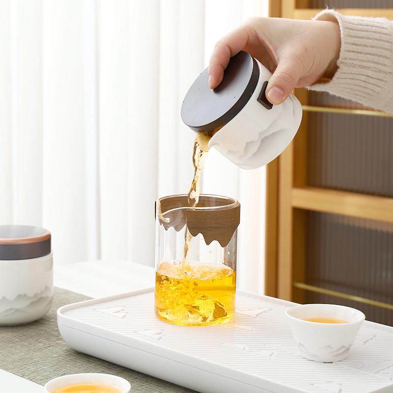 白瓷旅行茶具套装便携式快客杯车载户外露营功夫茶杯陶瓷泡茶壶,淘宝优惠券,粉丝福利购,淘宝优惠卷