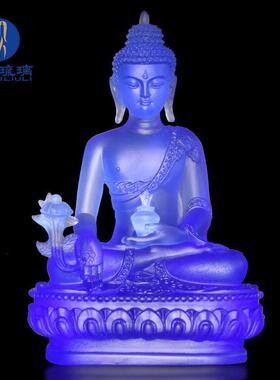 琉药师佛佛像摆件如来家GJ-FX-00用供居家奉佛堂装饰中式贴金光莲