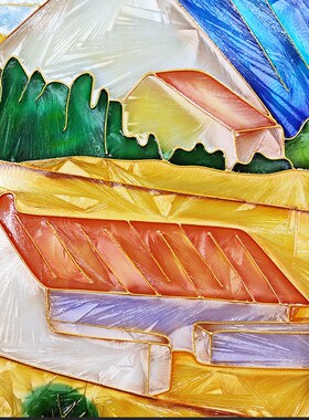 好货梵高丰收欧式客厅沙发背景墙风景挂画美式麦田装饰画纯手工珐