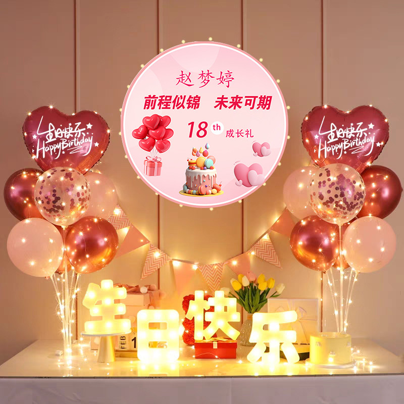成人礼18岁生日海报气球套餐背景墙客厅装饰场景气氛十八岁布置,淘宝优惠券,粉丝福利购,淘宝优惠卷