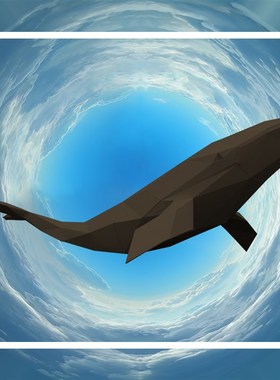 鲸鱼摆件创意简约抽象菱形INS风咖啡店家居大号装U饰手工鲲装饰潮