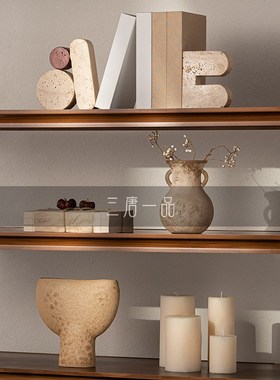 侘寂风壁龛放格民宿中古风书柜房间布置设计师搭配软装饰品