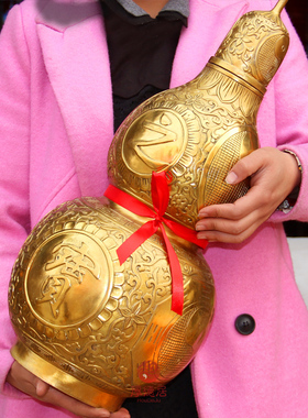 铜葫芦盖铜葫芦 铜葫芦家居客厅玄关摆设 铜百福葫芦