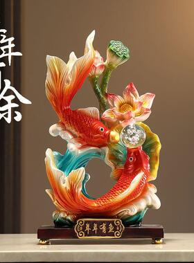 新款年年有余办公室招财锦鲤摆件客厅酒柜电视柜装饰乔迁新居礼品