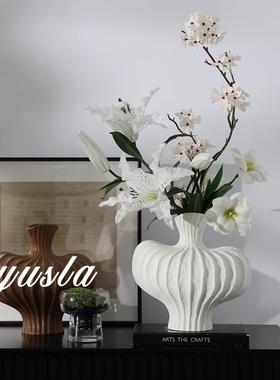 法式侘寂中古干花瓶花器客厅茶几餐厅样板间别墅酒店软装饰品摆件