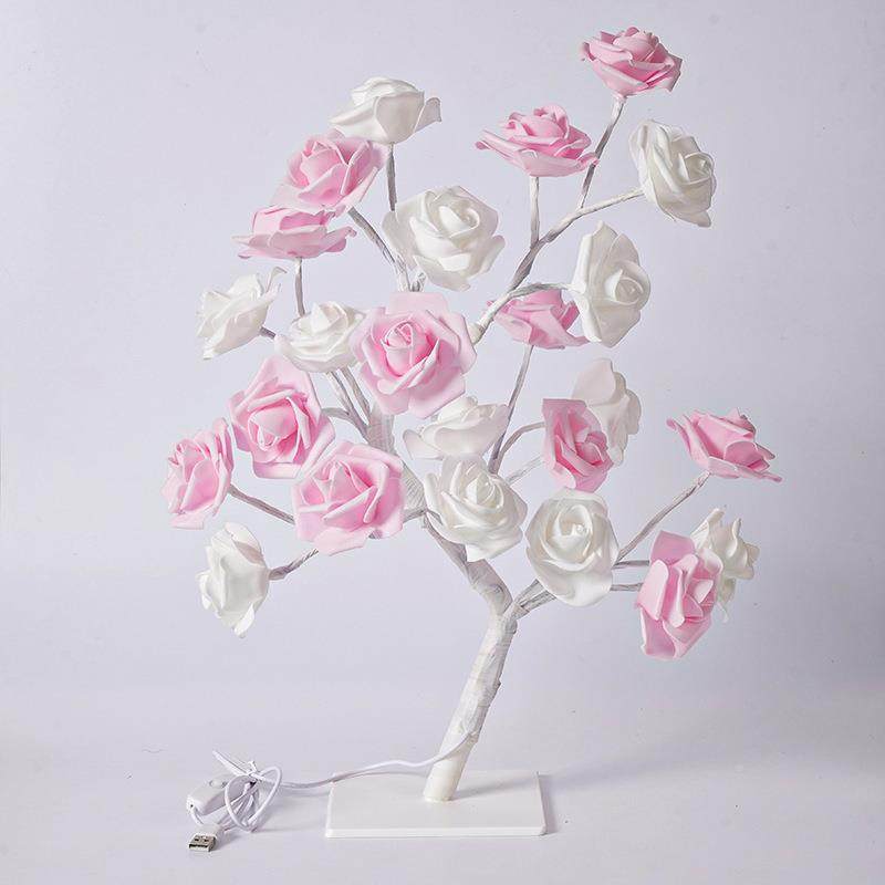 新款仿真彩玫瑰花IMD型树灯LE造小夜灯USB电池盒室内装D饰氛围灯,淘宝优惠券,粉丝福利购,淘宝优惠卷