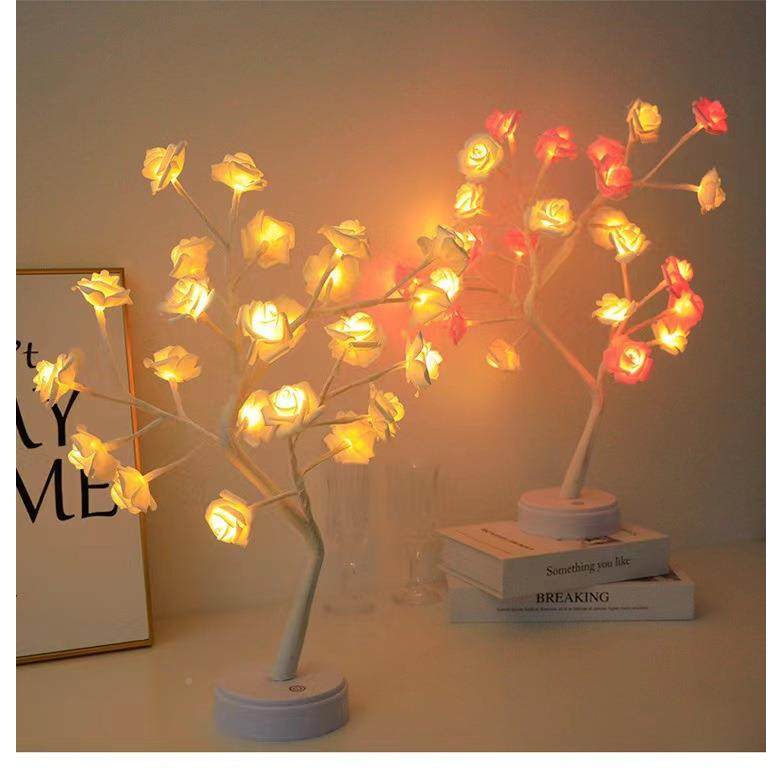 新款仿真彩玫瑰花IMD型树灯LE造小夜灯USB电池盒室内装D饰氛围灯,淘宝优惠券,粉丝福利购,淘宝优惠卷
