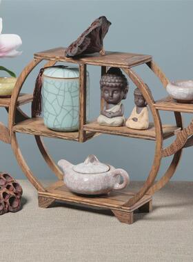 新中式实木鸡翅木小博古架微型家居客厅酒柜茶室办公室装饰品摆件