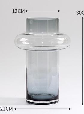 海花器C-DL18FQ式意极简欧现代风烟灰色玻璃摆件家深居软装饰北品