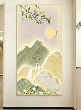 日照金山入户玄关装饰画风景山水画级感大芬油画村走廊过道挂画