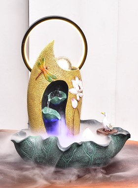 创意小型客厅循环流水装饰生财招财喷泉办公送礼乔迁礼品
