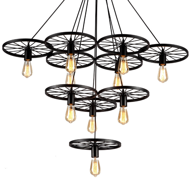 复古怀旧铁艺l吊灯工业风个性酒吧台网咖装饰创意车轮吊灯,淘宝优惠券,粉丝福利购,淘宝优惠卷