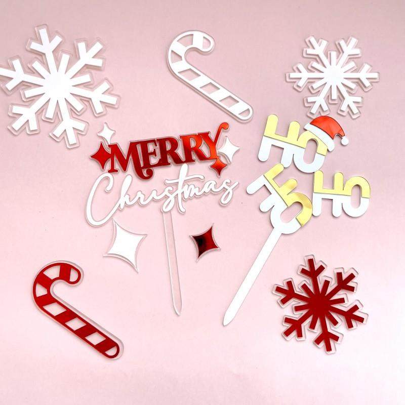 跨境ins风圣诞节装饰亚克力雪花拐杖蛋糕插件HOHOHO圣诞派对用品,淘宝优惠券,粉丝福利购,淘宝优惠卷
