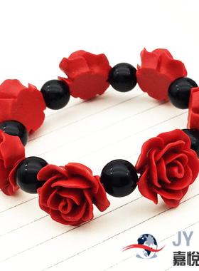 朱饰朱砂红漆雕手工男士手串女士手链民族风时尚手饰品