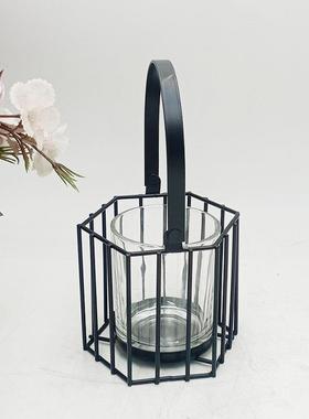 厂家直销跨境北欧铁艺烛台金色烛台铁艺喷塑古典家居摆件浪漫烛光