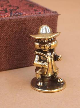 黄铜实心松鼠摆件家居办公室客厅桌面茶宠创意个性卡通工艺品装饰