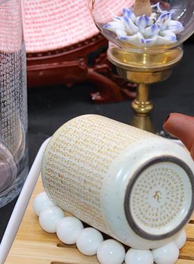 供水龙杯 梵文雕刻描金 庄严福德龙王名号获大利益 陶瓷供具