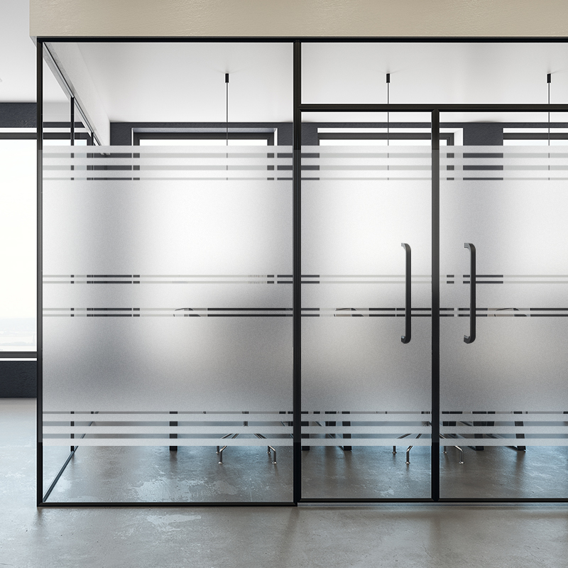 办公室玻璃贴膜百叶窗户隔断线条磨砂静电贴纸透光不透明防窥走光 - 图2