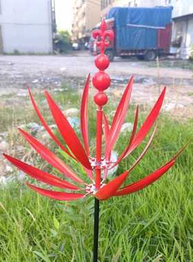 新款直销工艺金属园林插件蓝色火焰风车