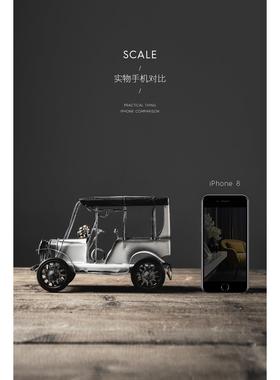 新款直销一手复古彩色铁皮老爷车创意欧式汽车模型装饰品摆件金属