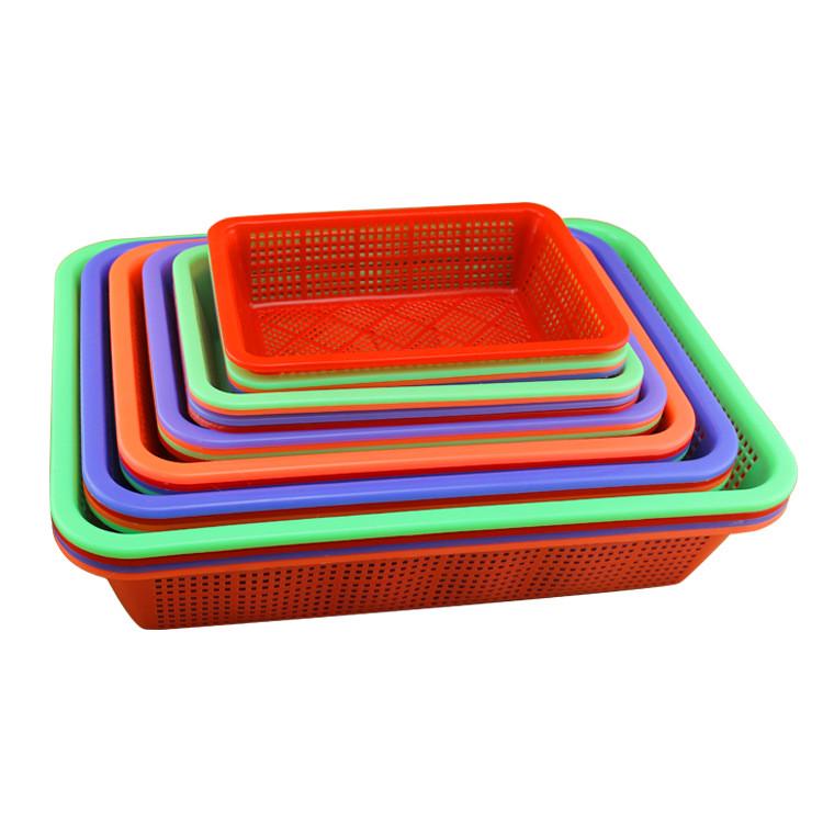 长方形塑料篮子镂空洗菜筛沥水筐小方框幼儿园超市厨房分类收纳篮 - 图0