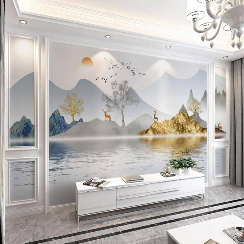 中式电视背景墙壁纸8D水墨山水背景墙布沙发墙纸书房茶室装饰壁画,淘宝优惠券,粉丝福利购,淘宝优惠卷