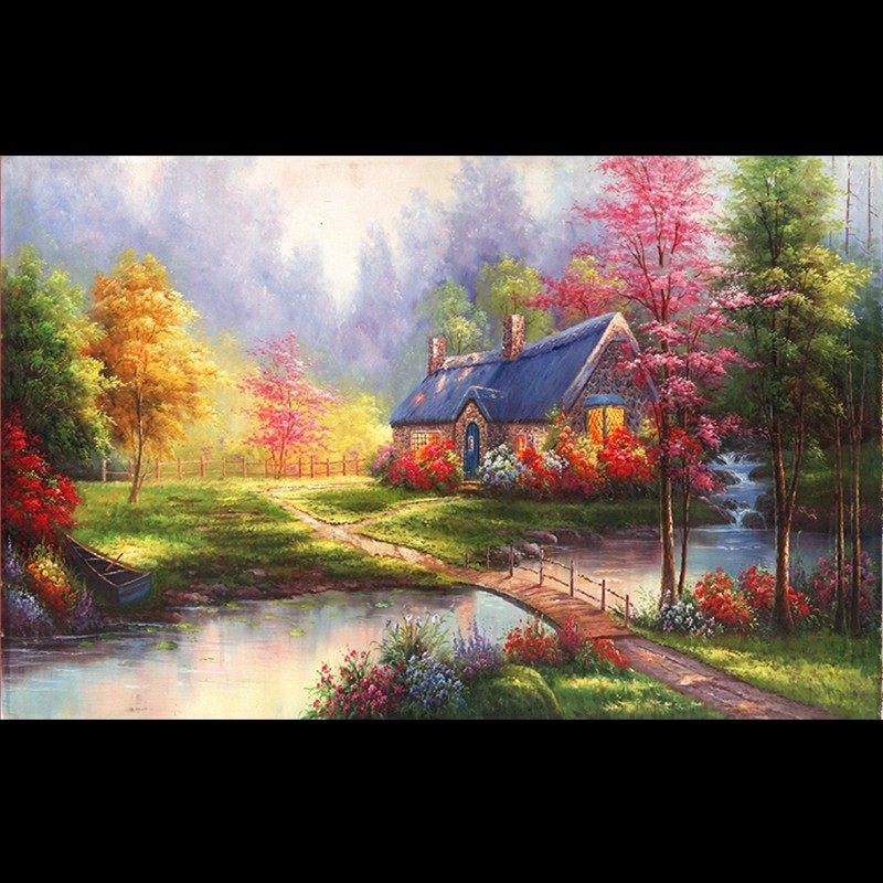 手绘唯美风景油画墙纸客厅电视背景墙壁纸民宿酒店壁布森林8d墙布,淘宝优惠券,粉丝福利购,淘宝优惠卷