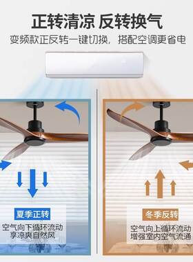 大风力实木吊扇客厅餐厅复古商用工业风电风扇美式复古家用风扇灯