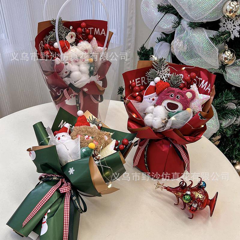 新品圣诞节创意小熊玩偶花束情人节送女朋友闺蜜生日礼物 - 图1