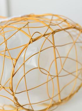 鲜花篮铁艺金色花篮手提编织拌手礼礼品送礼插花水果收纳篮子