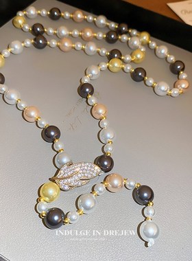 速发可调节珍珠毛衣链大气项链202新款爆款秋冬锁骨链颈链配饰