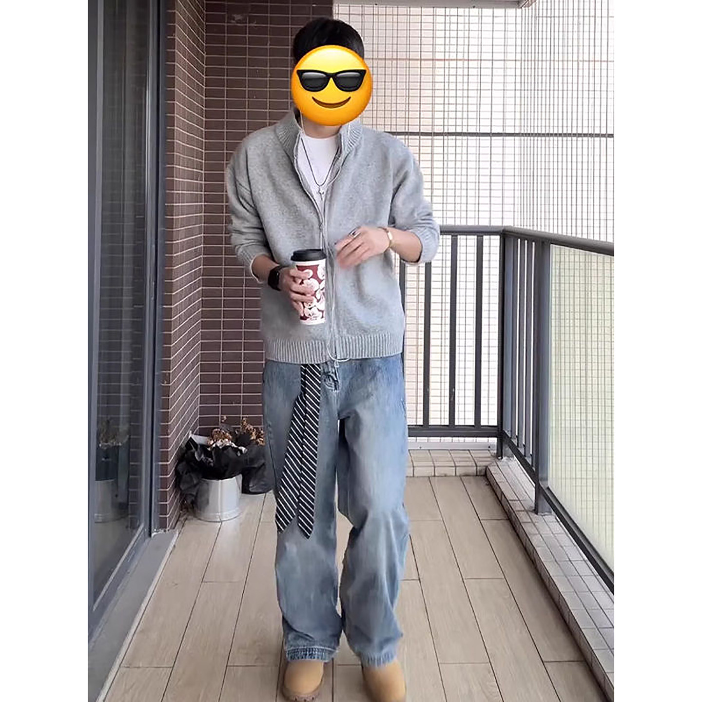 浅灰色开衫立领毛衣男女春季高级感慵懒针织衫老钱风美式复古外套,淘宝优惠券,粉丝福利购,淘宝优惠卷