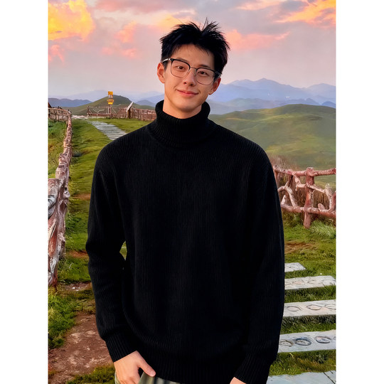 Cleanfit black turtleneck men's winter sweater