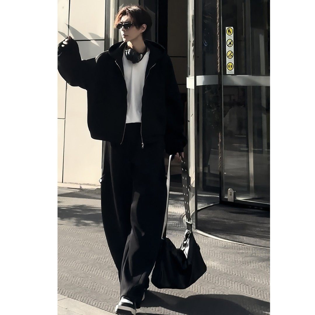 设计师款男装套装重磅连帽卫衣痞帅高级感秋季穿搭一整套搭配帅气,淘宝优惠券,粉丝福利购,淘宝优惠卷